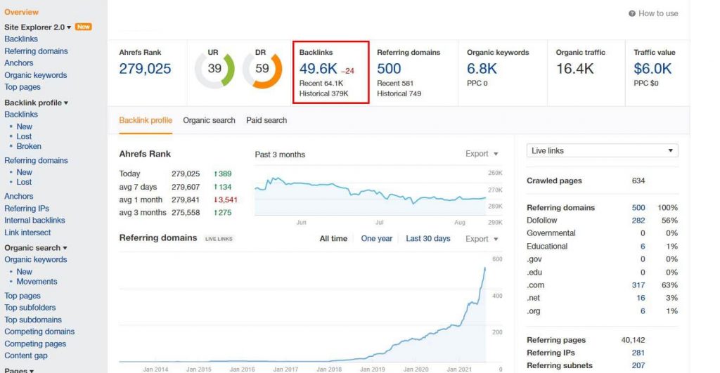 Tính năng kiểm tra Backlink 