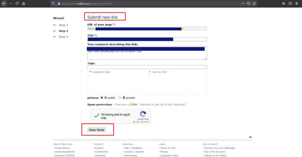 Index backlink bằng cách sử dụng Social Bookmark