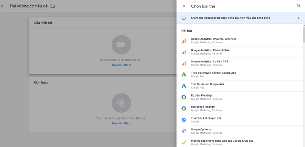 Chọn Google Analytics GA4