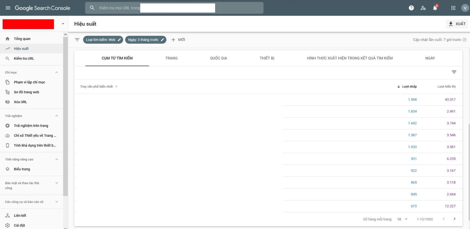 Search Console - Công cụ kiểm tra thứ hạng từ khoá miễn phí từ Google
