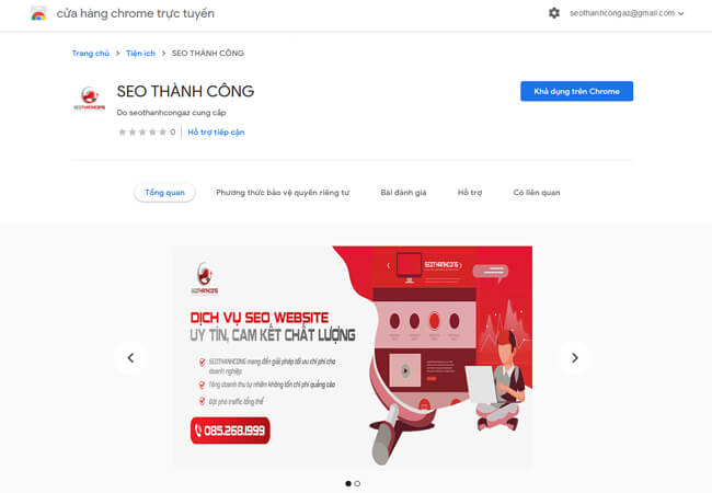 Đã đăng ký thành công Google Chrome