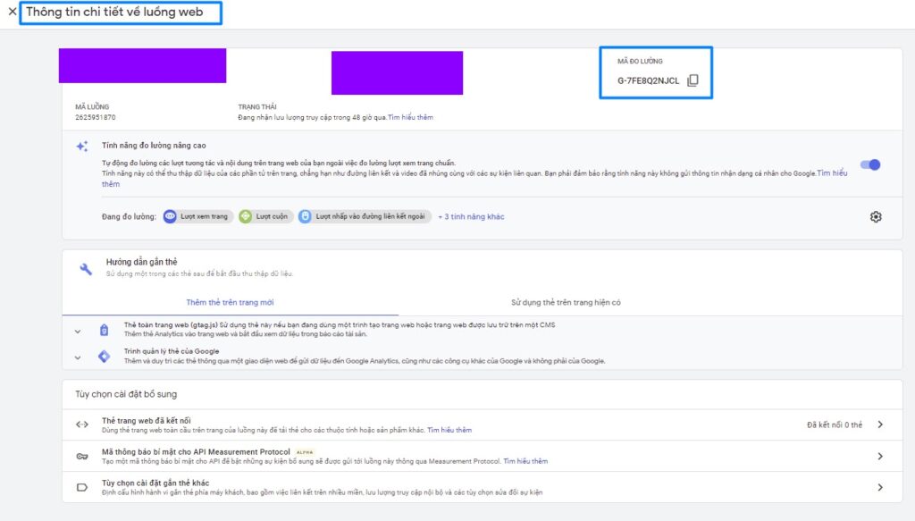 Lấy mã đo lường từ Google Analytics