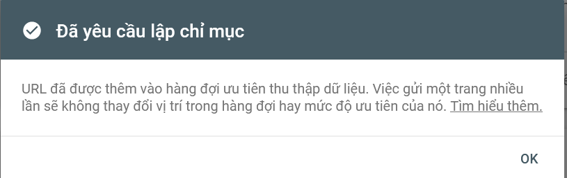 Submit Url lên Google thành công