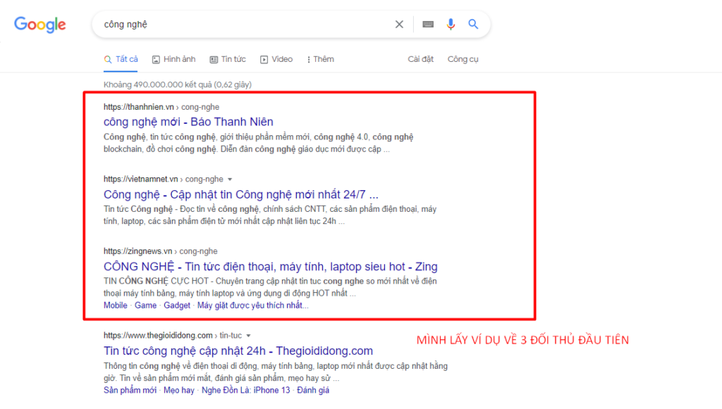 Ví dụ về chủ đề công nghệ 