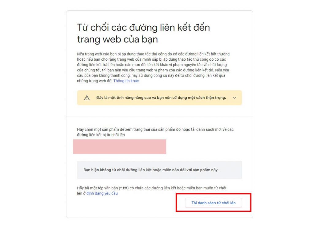 Từ chối các liên kết đến trang web 
