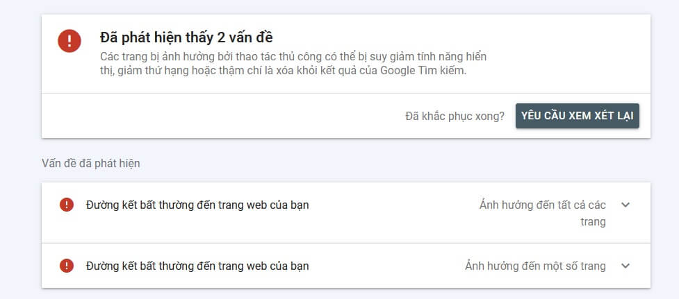 Website dính tác tụ thủ công 2 lần.