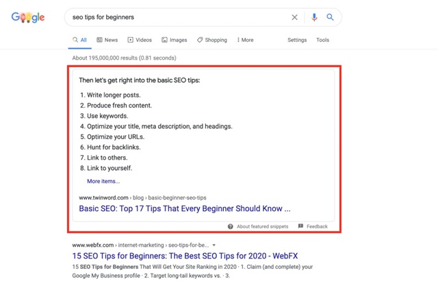 Featured Snippets trong SEO là gì?